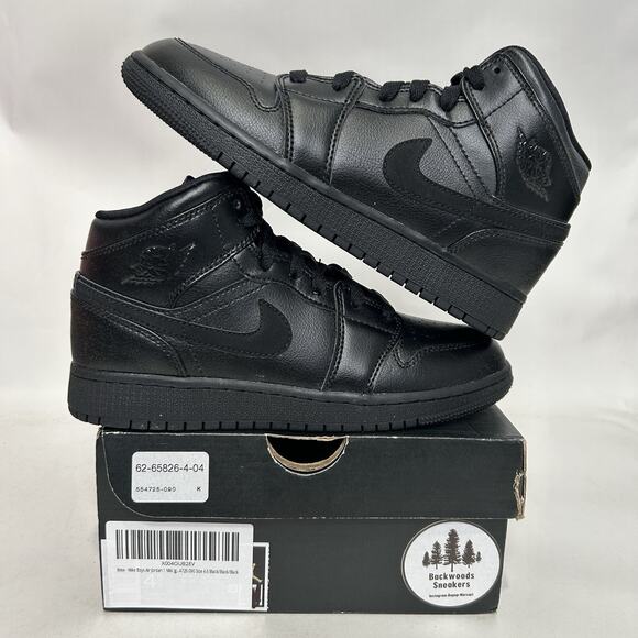 Jordan Shoes - Nike Air Jordan 1 Mid GS “Deep Black Nubuck Swoosh”